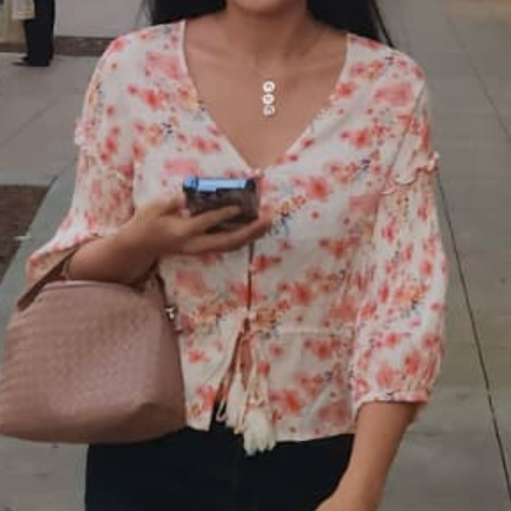 Floral V-Neck Blouse Sz.4